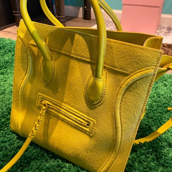 Luggage Cabas Phantom Citron Yellow Pony Hair Tote - Picture 1 of 4